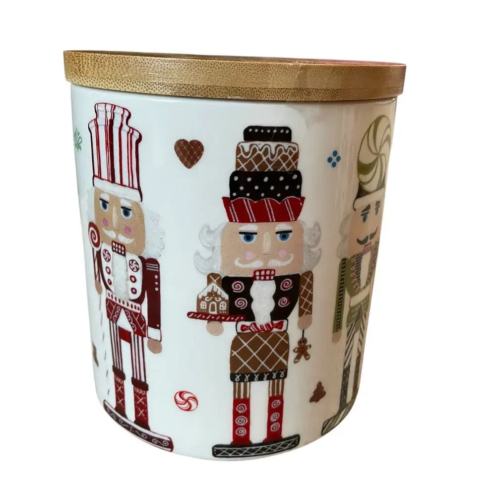 Grace Teaware Christmas NUTCRACKER Ceramic Canister w/ Wood Lid 6
